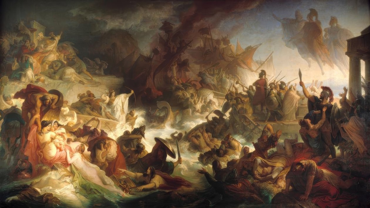 Sjøslaget ved Salamis 480 f.Kr Chr. av Wilhelm von Kaulbach