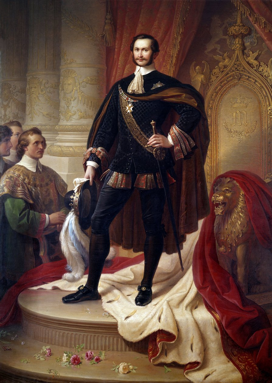 Portrett til fots av Maximilian II Joseph (1811-1864), konge av Baviere, maleri av Wilhem von Kaulbach (1805-1874) av Wilhelm von Kaulbach