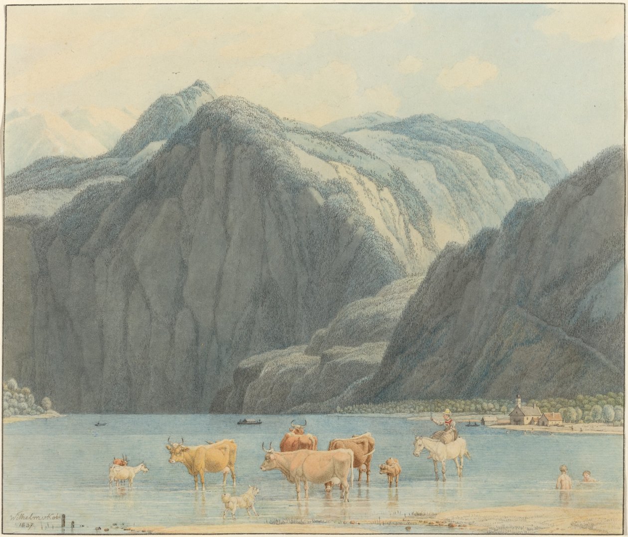 Königsee med klippene i St. Bartholomëe av Wilhelm von Kobell