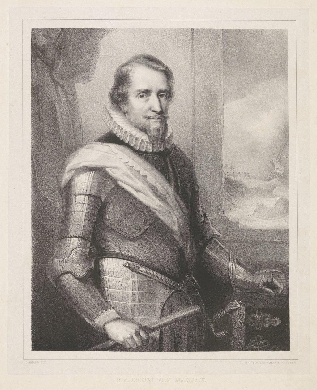 Portrett av Maurits, Prince of Orange av Wilhelmus Cornelis Chimaer van Oudendorp