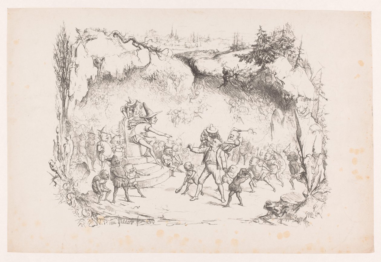 Gabriel Grub i avgrunnen straffet av nisser Art Album av W. P. van Geldorp (serietittel) av Wilhelmus Petrus van Geldorp