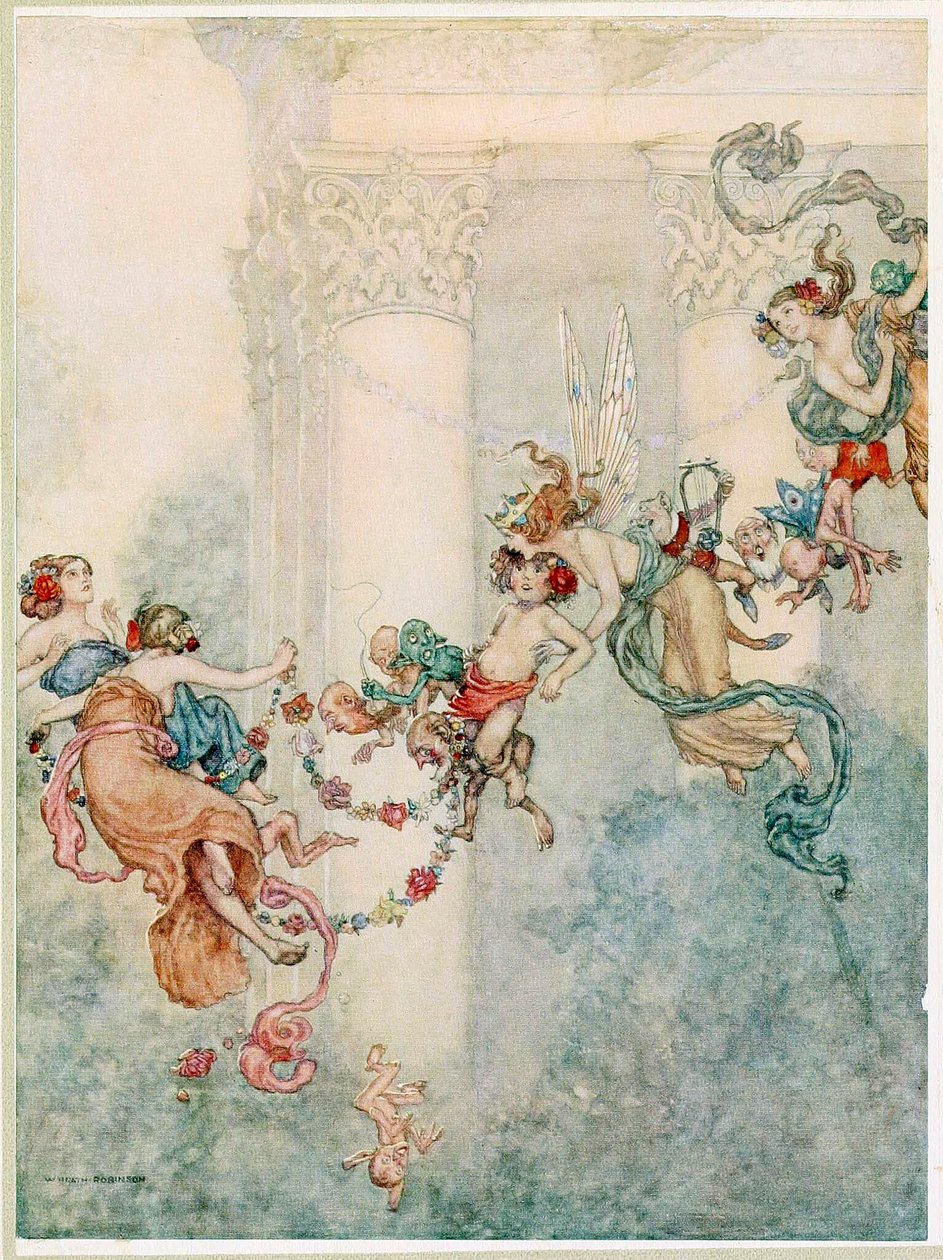 Puck: Hun har aldri hatt en så søt avveksling, fra A Midsummer Nights Dream, pub. 1914. av Wiliam Heath Robinson