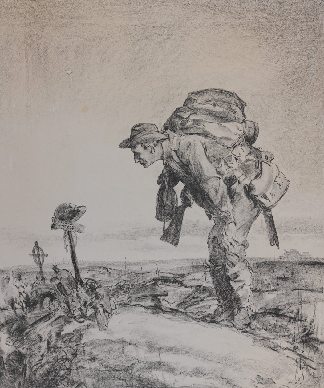 En av de gamle pelotonene, 1917 (litho på papir) av Will Dyson