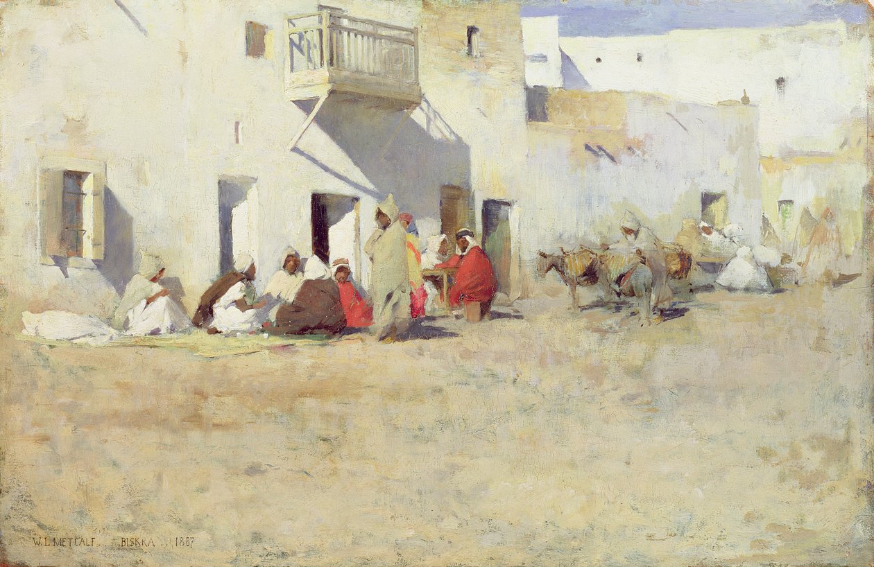 Kafe på Biskra, Alger, 1887 av Willard Leroy Metcalf