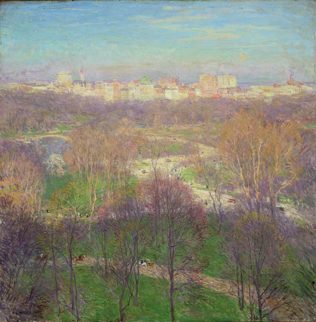 Tidlig vårettermiddag, Central Park, 1911 av Willard Leroy Metcalf