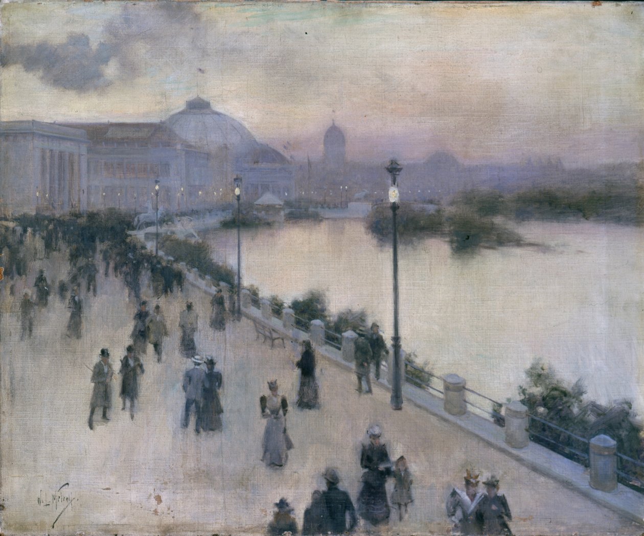 Sunset Hour on the West Lagoon, Worlds Columbian Exposition, ca. 1893 av Willard Leroy Metcalf