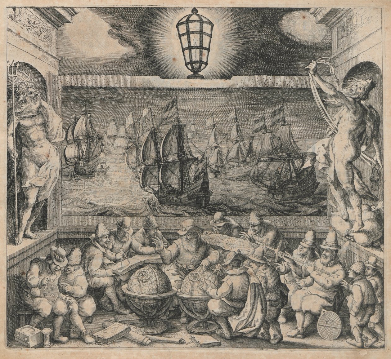 Forsiden fra seilboken "Licht der Zeevaert" av Willem Janszoon Blaeu