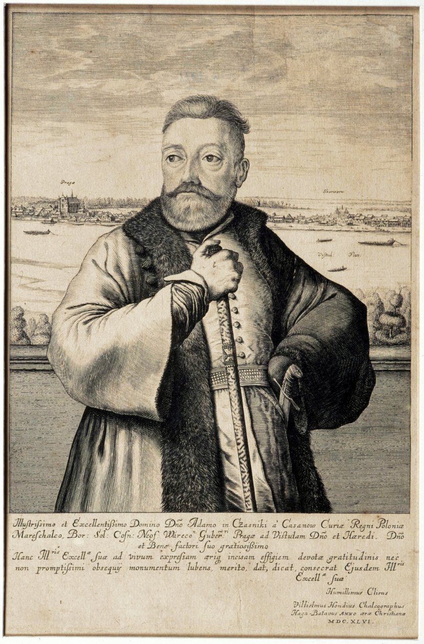 Portrett av Adam Kazanowski mot Praga og Skaryszew av Willem Hondius
