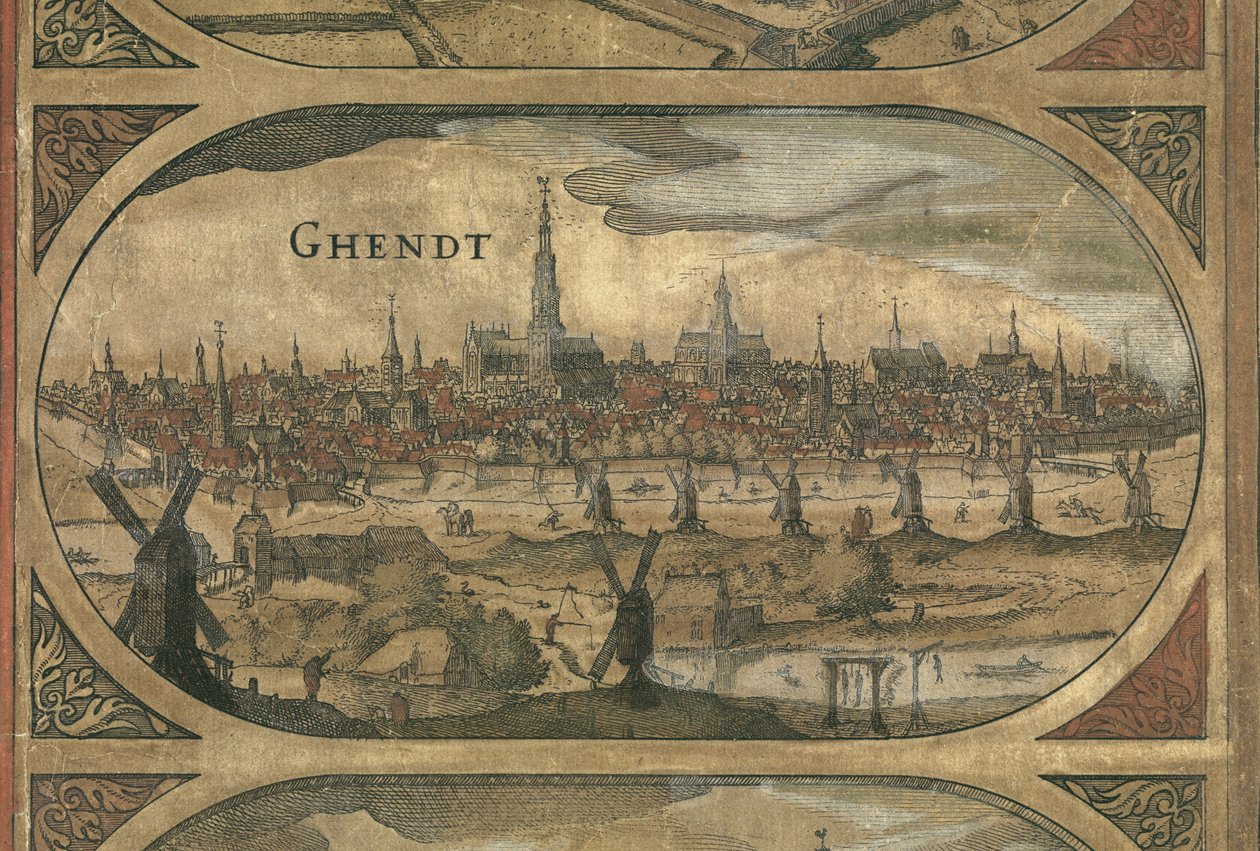 Veggkart over Nederland, Willem Blaeu, detalj Ghent av Willem Janszoon Blaeu
