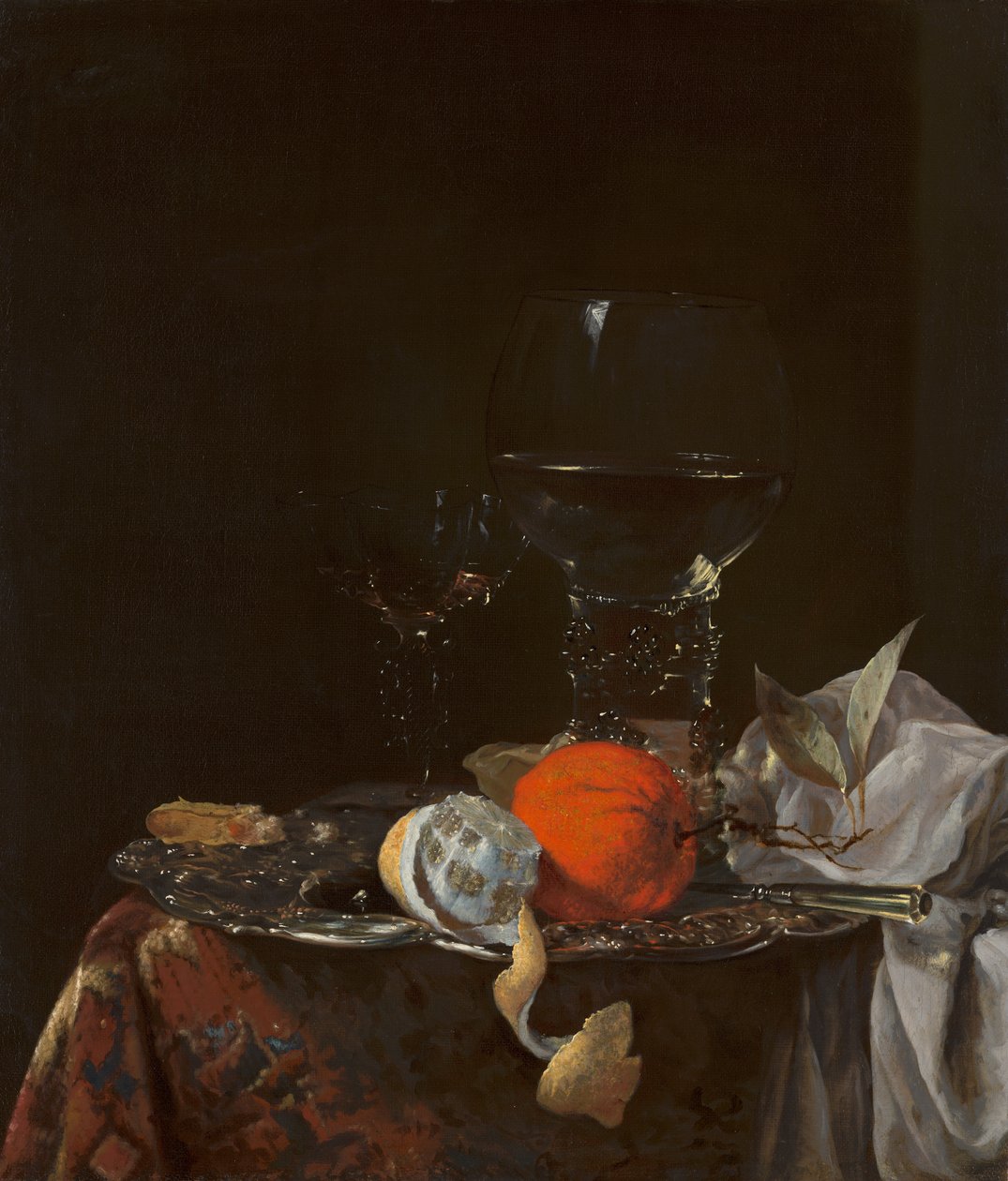 Stilleben med frukt og glass på et sølvfat av Willem Kalf