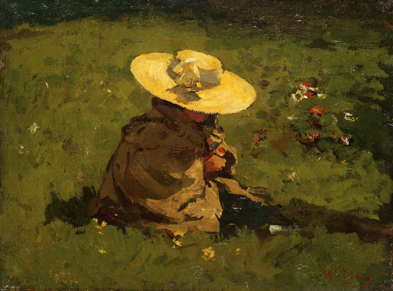 Jente i gresset, ca. 1895 (panel) av Willem de Zwart