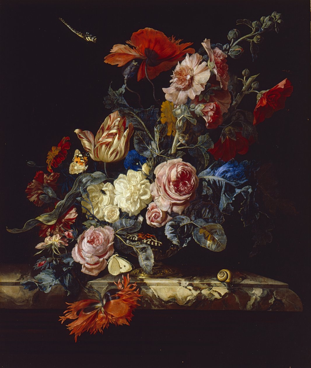 En vase med blomster, 1663 av Willem van Aelst