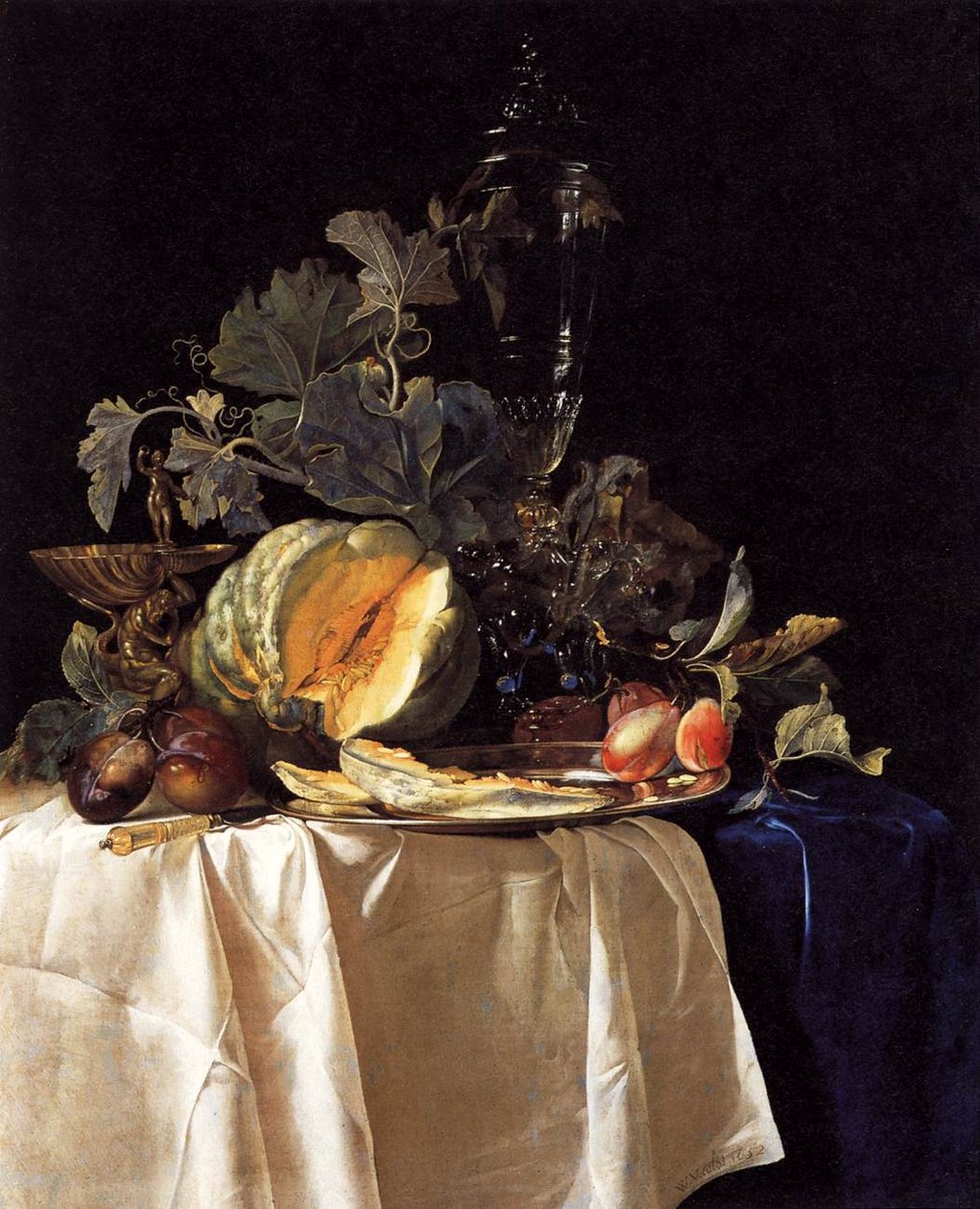 Stilleben med frukt og krystallvase av Willem van Aelst
