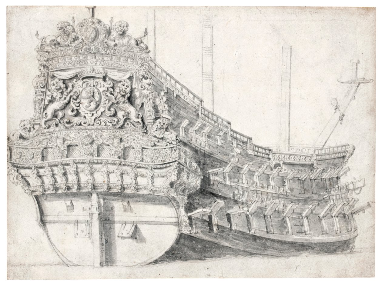 Portrett av et krigsskip av Willem van de Velde the Elder