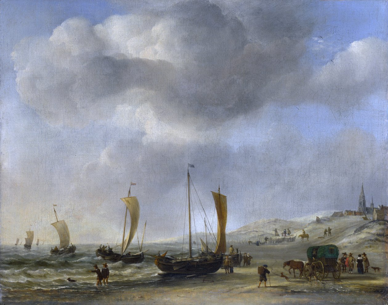 Stranden ved Scheveningen av Willem van de Velde the Younger