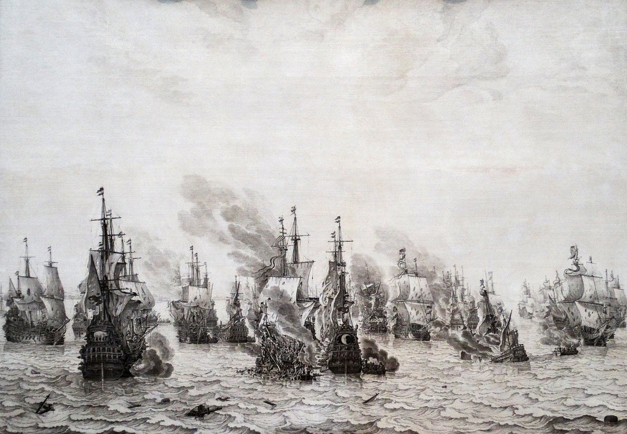 Slaget ved Livorno av Willem van de Velde the Elder