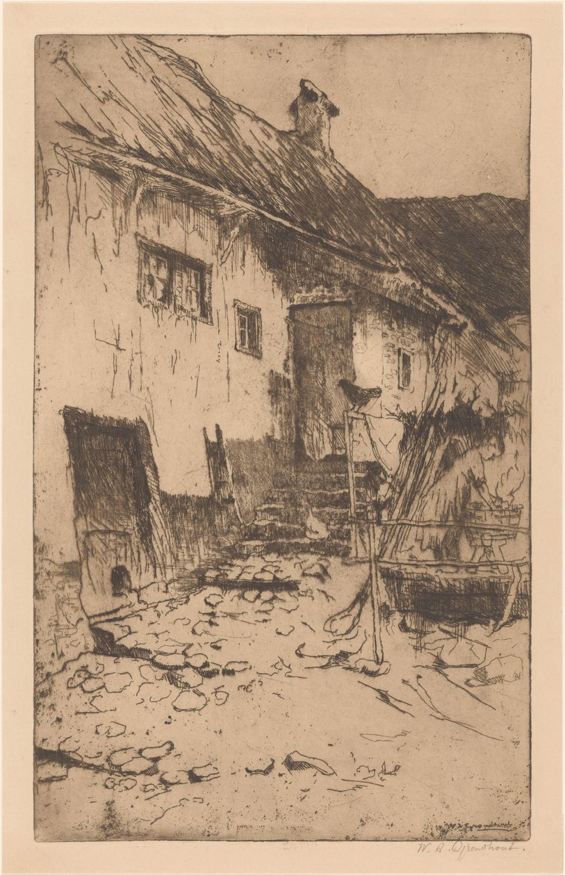 Gård av Willem Adrianus Grondhout (signed by artist)