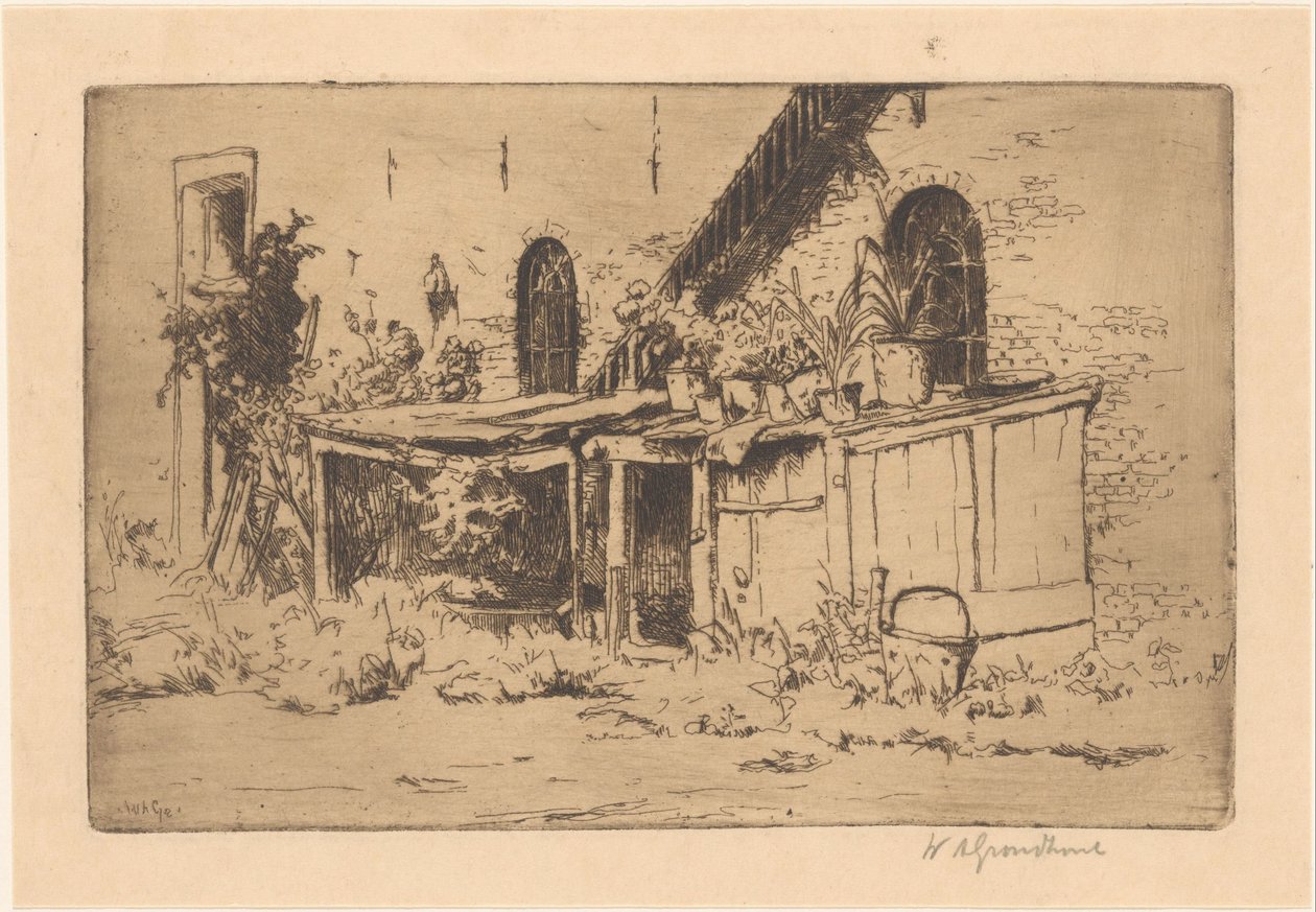 Hønsehus i en hage i Voorburg av Willem Adrianus Grondhout (signed by artist)