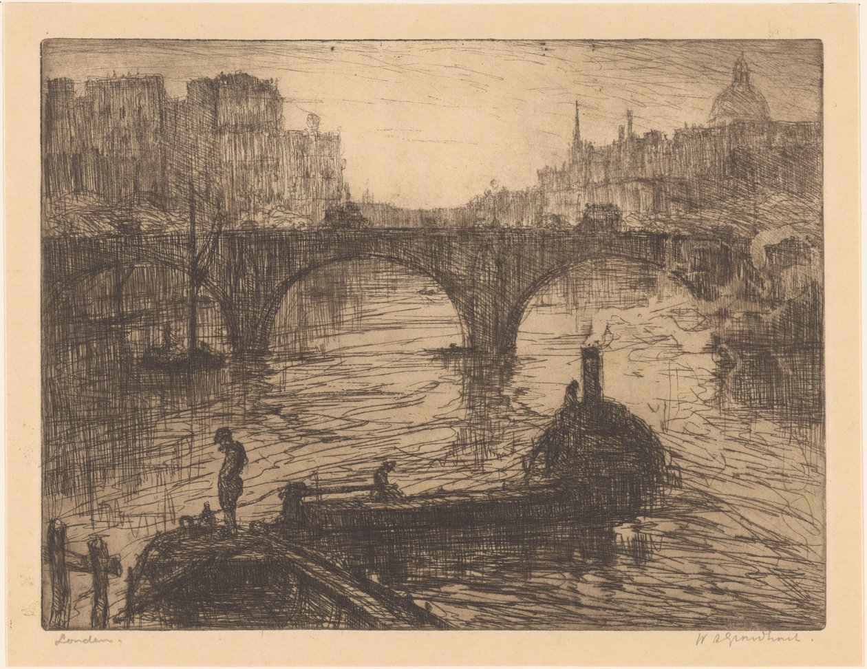Londen (original tittel på objekt) av Willem Adrianus Grondhout (signed by artist)