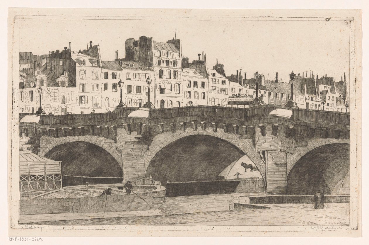 Pont Neuf (original tittel på objekt) av Willem Adrianus Grondhout (signed by artist)