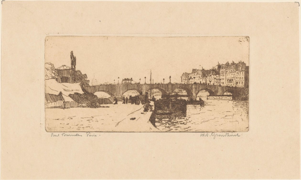 Pont de la Tournelle i Paris av Willem Adrianus Grondhout (signed by artist)