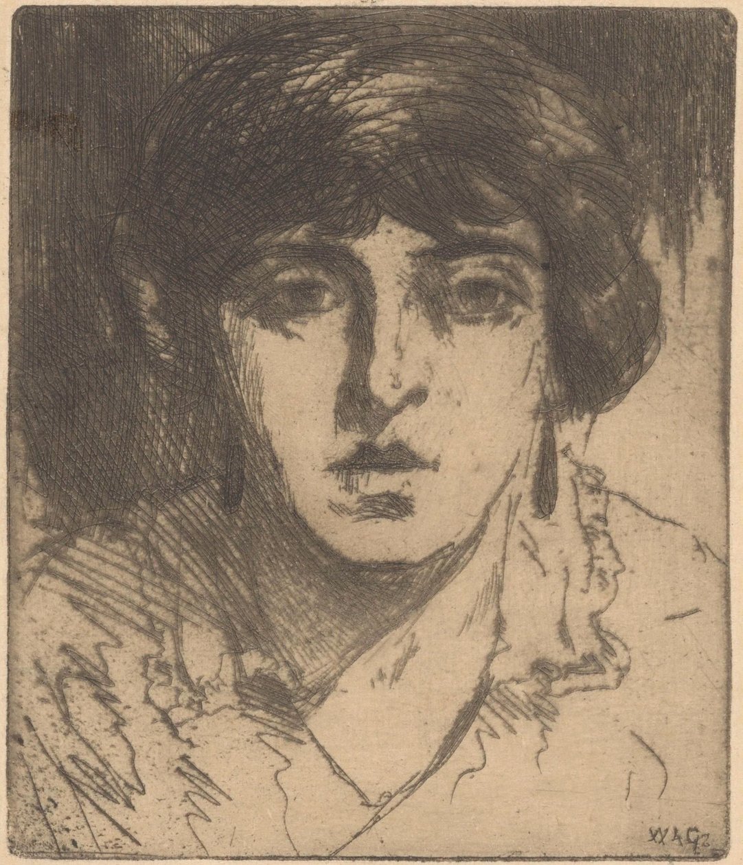 Portrett av en ukjent kvinne av Willem Adrianus Grondhout (signed by artist)