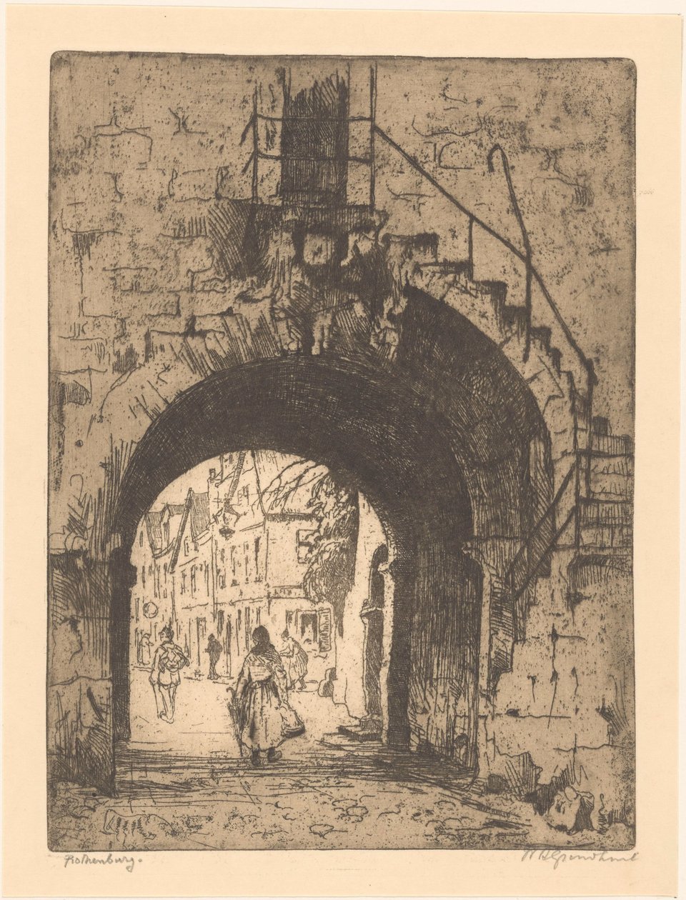 Rothenburg (original tittel på objekt) av Willem Adrianus Grondhout (signed by artist)