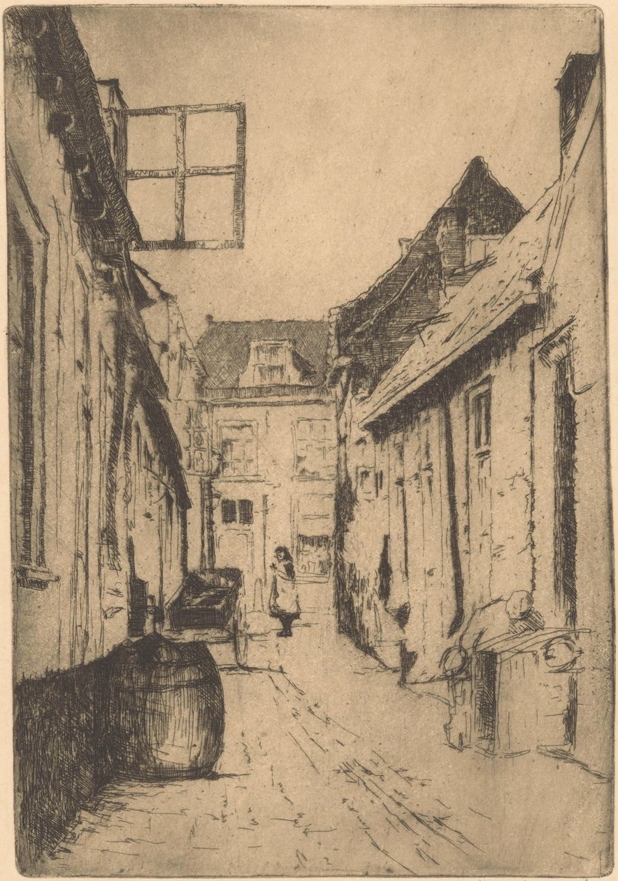 Gate i Voorburg (original tittel på objekt) av Willem Adrianus Grondhout (signed by artist)