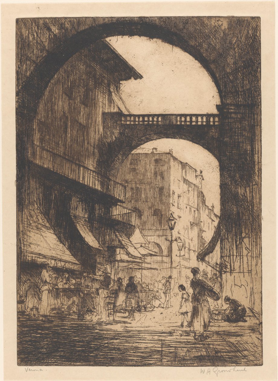 Verona (original tittel på objekt) av Willem Adrianus Grondhout (signed by artist)