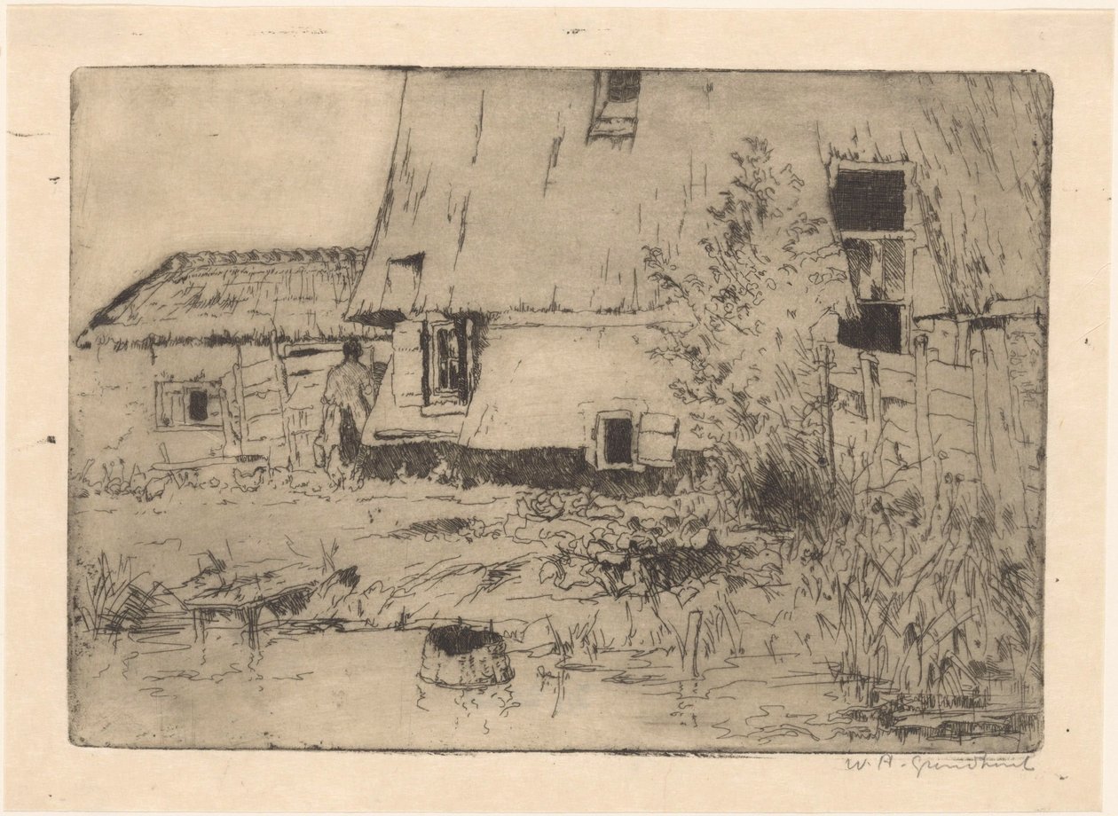 Foten av en mølle i Voorburg av Willem Adrianus Grondhout (signed by artist)
