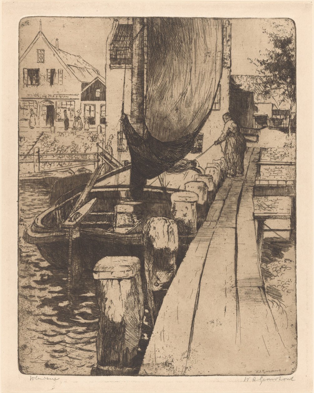Volendam (original tittel på objekt) av Willem Adrianus Grondhout (signed by artist)