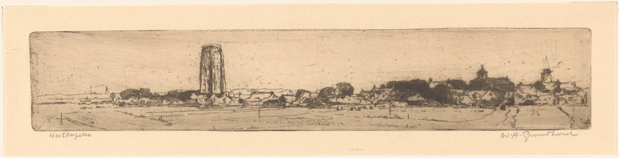 Westkapelle (original tittel på objekt) av Willem Adrianus Grondhout (signed by artist)