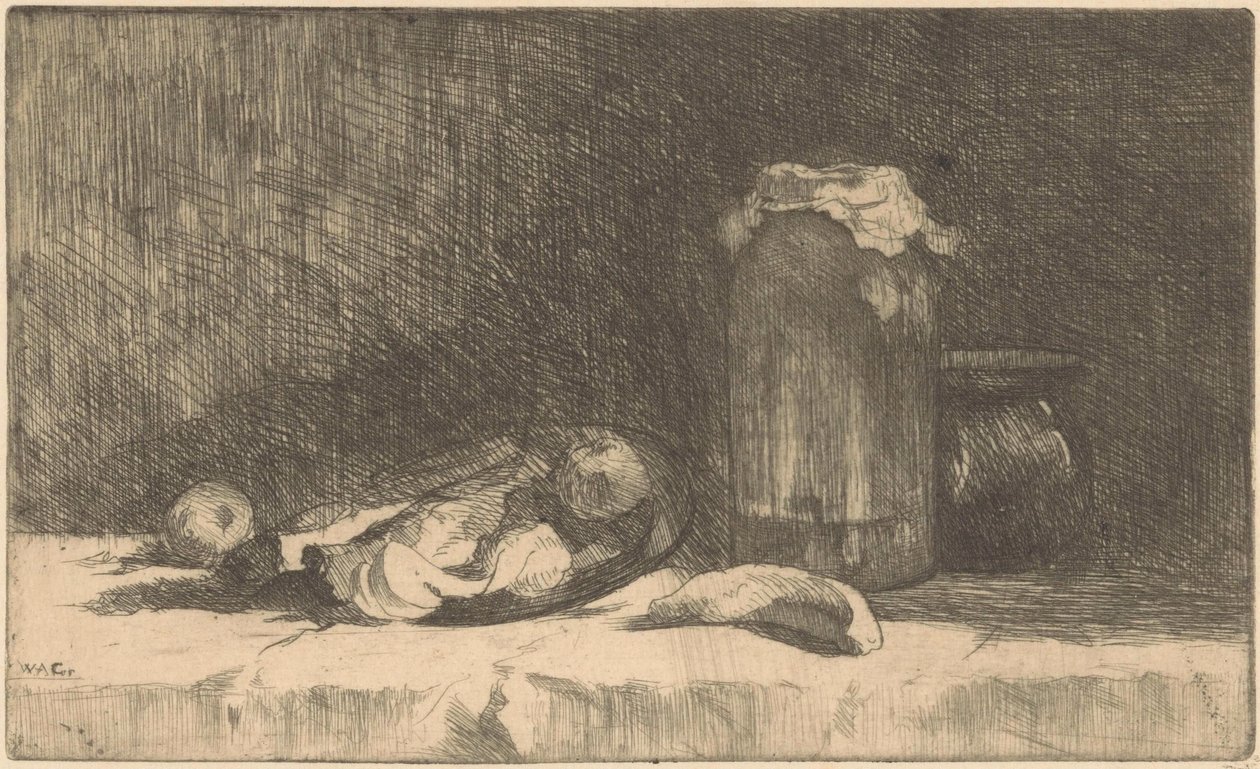 Stilleben med frukt og hermetikkflaske av Willem Adrianus Grondhout