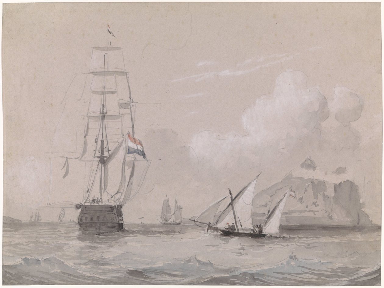 Hollandsk seilskip utenfor kysten av Gibraltar av Willem Anthonie van Deventer