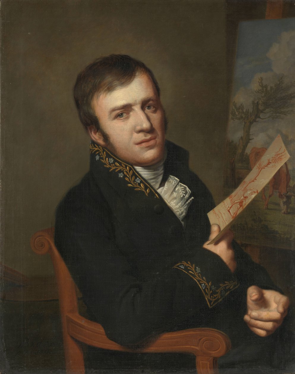 Jan (Baptist) Kobell II (1778-1814), maler, i uniformen til et medlem av Royal Institute of Science, Literature and the Fine Arts av Willem Bartel van der Kooi