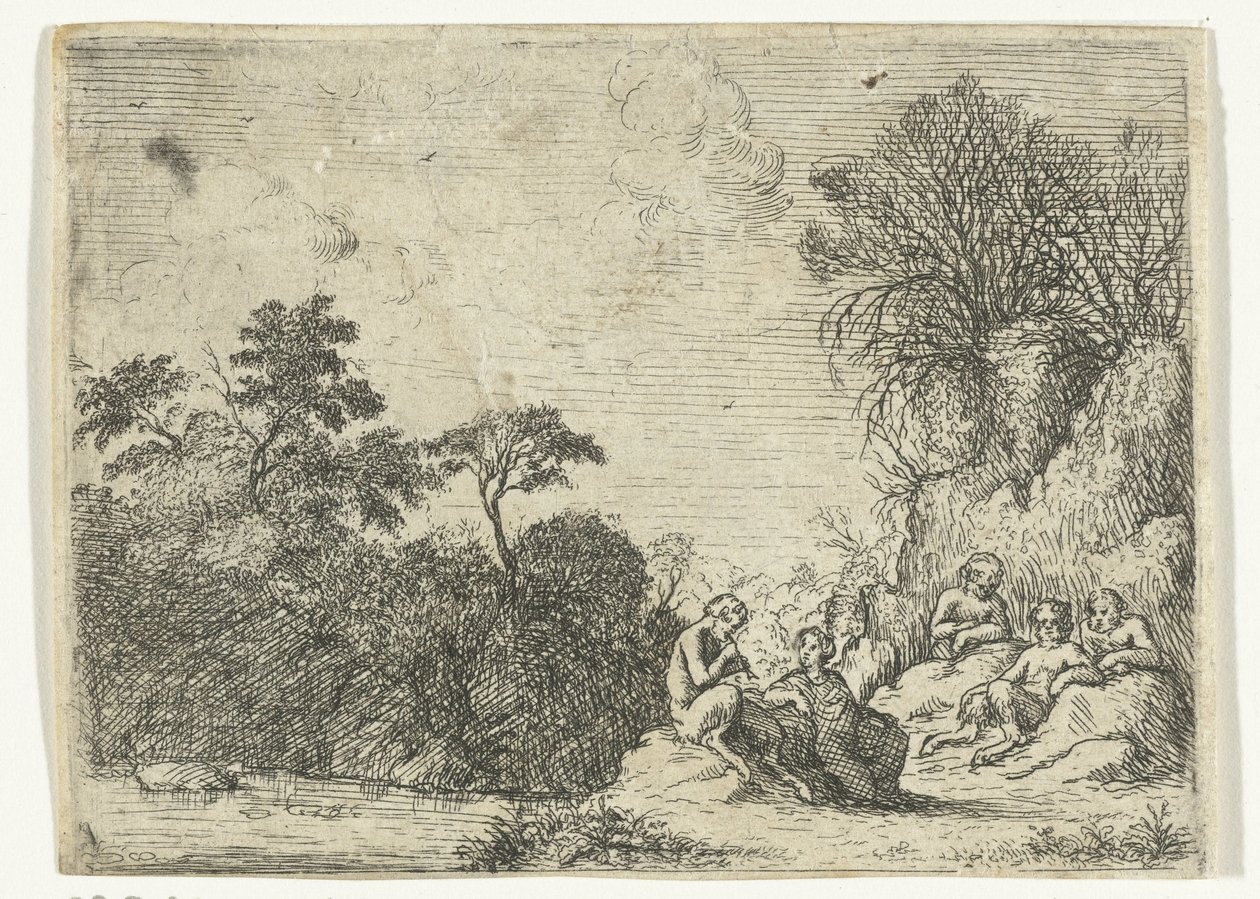 Fløytespillende satyr av Willem Basse
