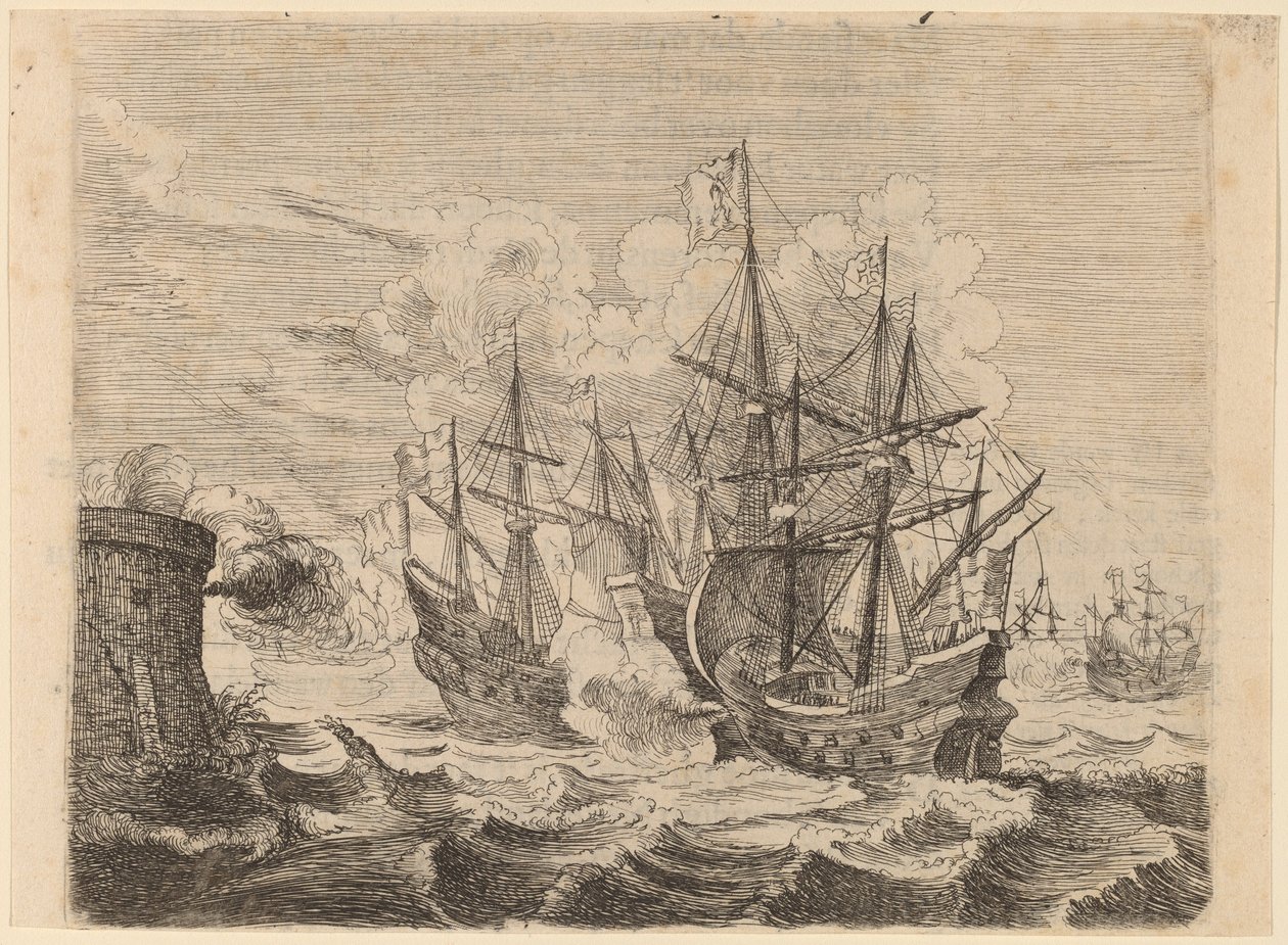 Heemskercks seier over den spanske flåten ved Gibraltar, 1634. av Willem Basse
