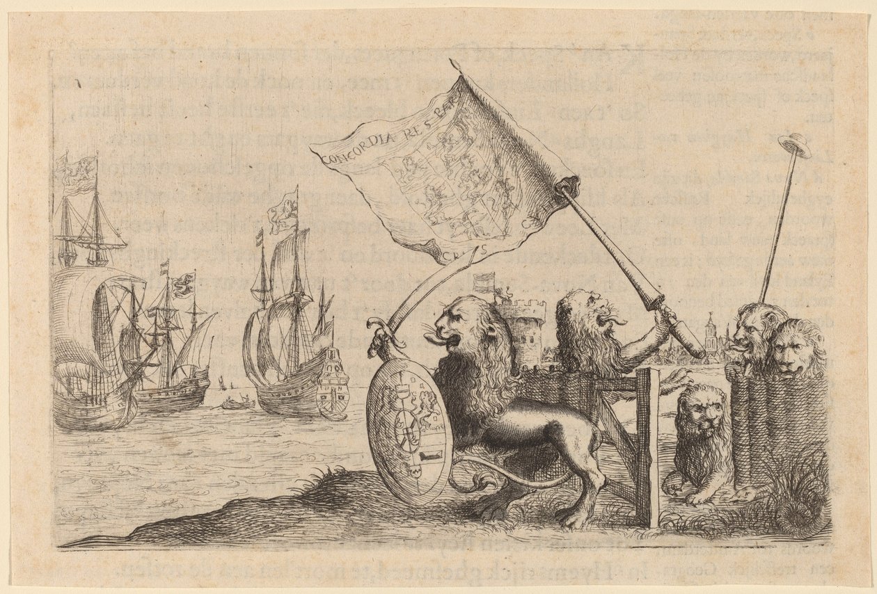 Løver som beskytter hagen til De forente provinser av Willem Basse