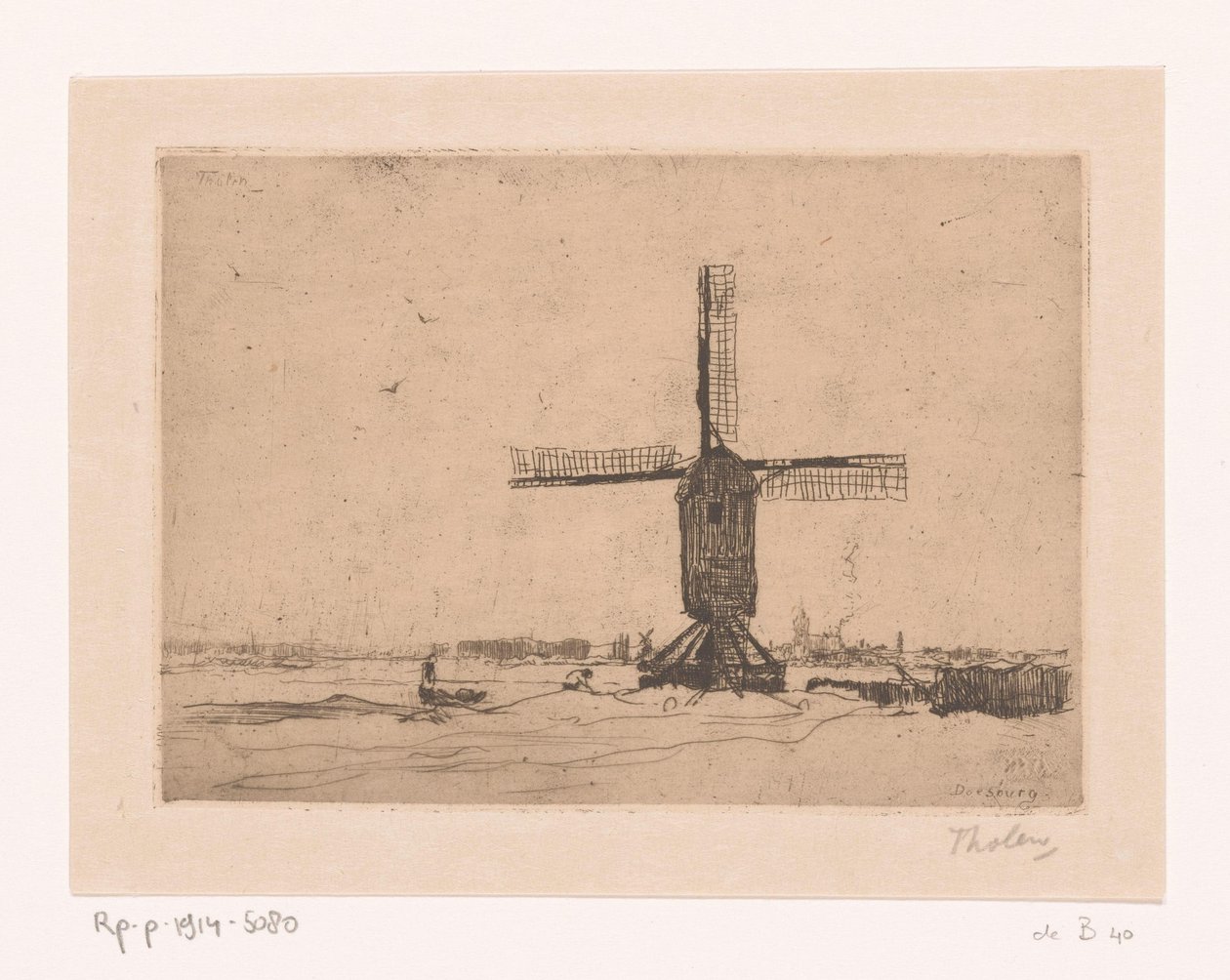 Doesburger Mill Vindmølle nær Doesburg (original tittel) av Willem Bastiaan Tholen (signed by artist)