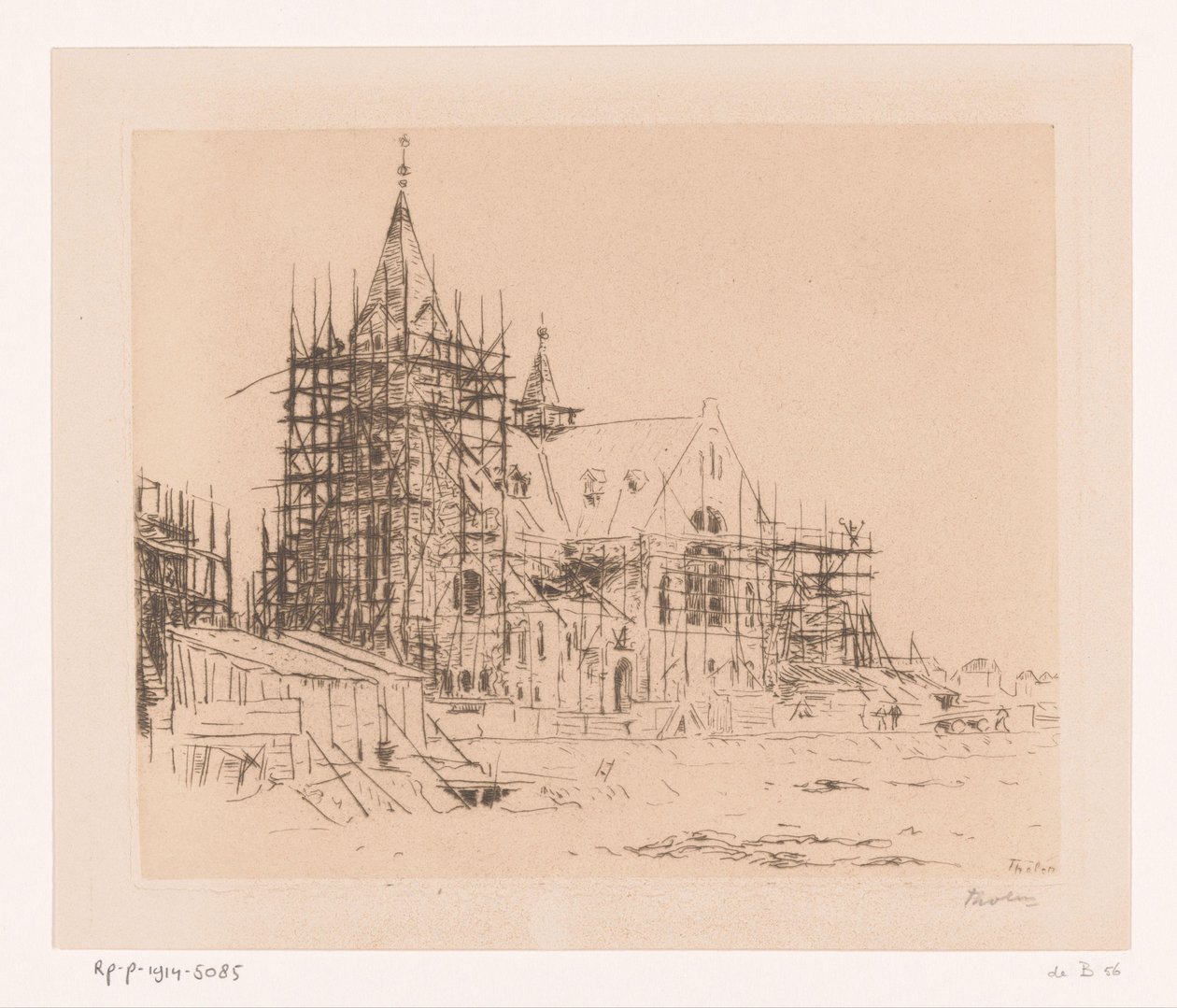 Kirke under bygging (original tittel) av Willem Bastiaan Tholen (signed by artist)