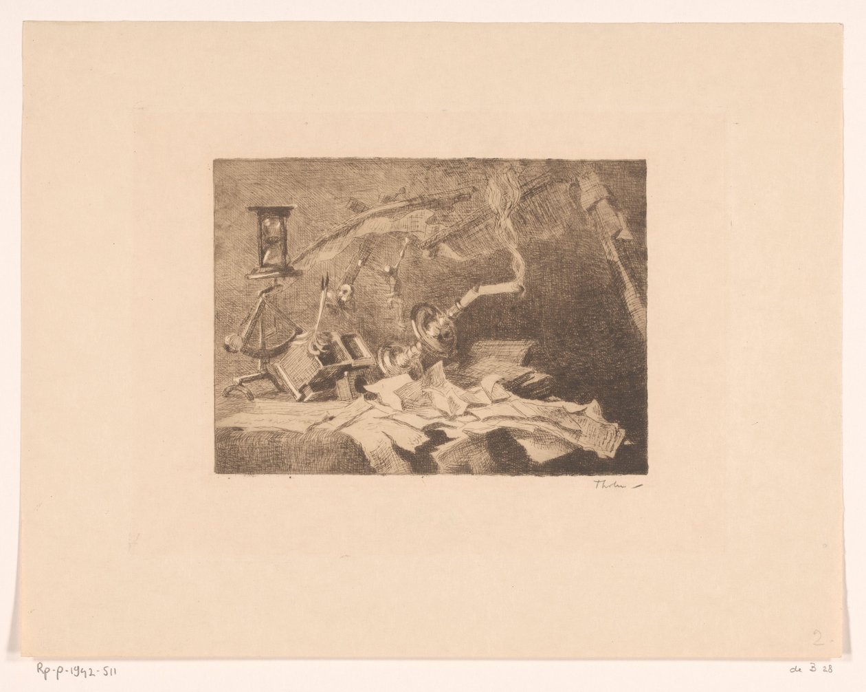 Stilleben med fallende og ødelagte gjenstander Slutt (original tittel) av Willem Bastiaan Tholen (signed by artist)