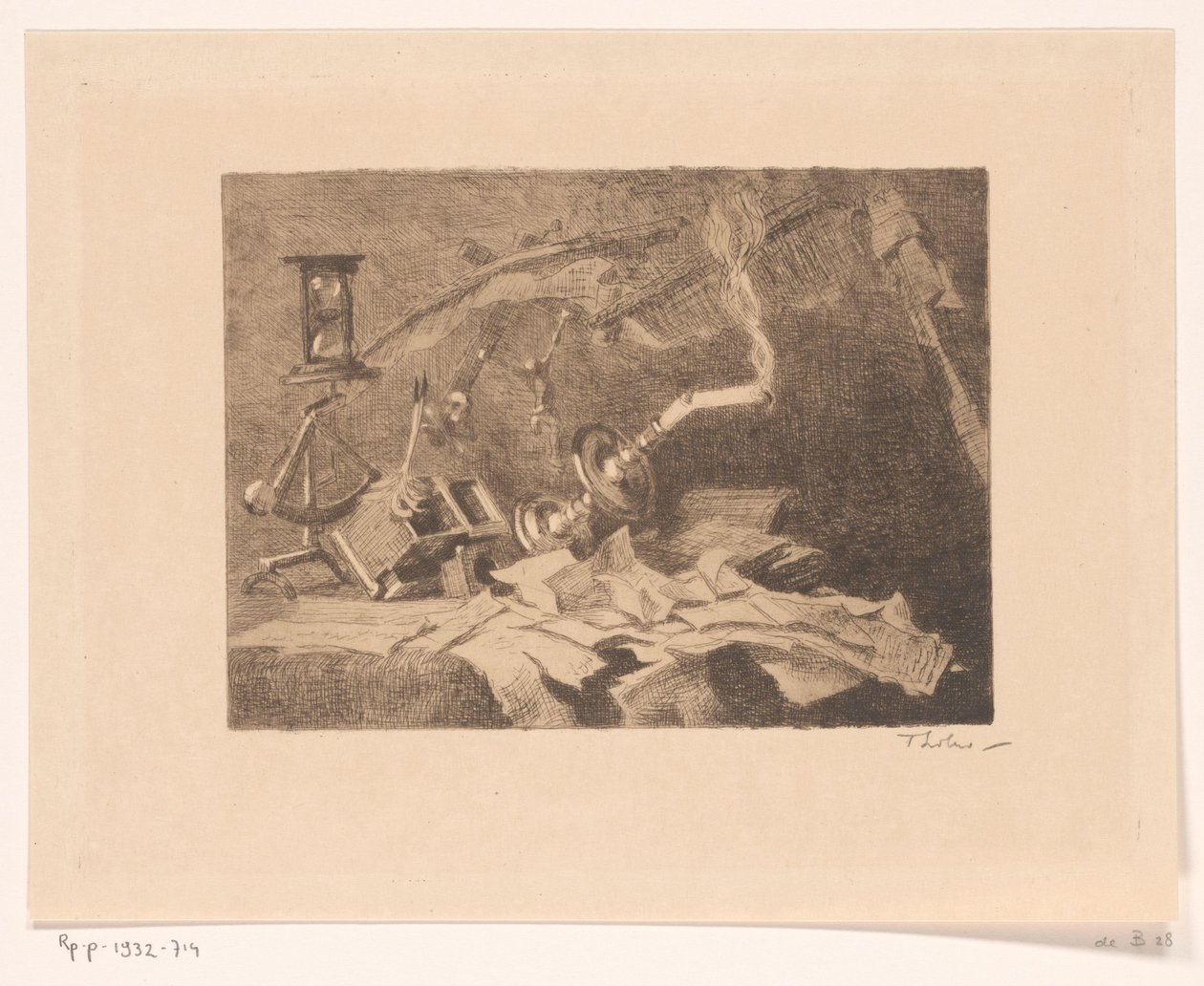 Stilleben med fallende og ødelagte gjenstander Slutt (original tittel) av Willem Bastiaan Tholen (signed by artist)