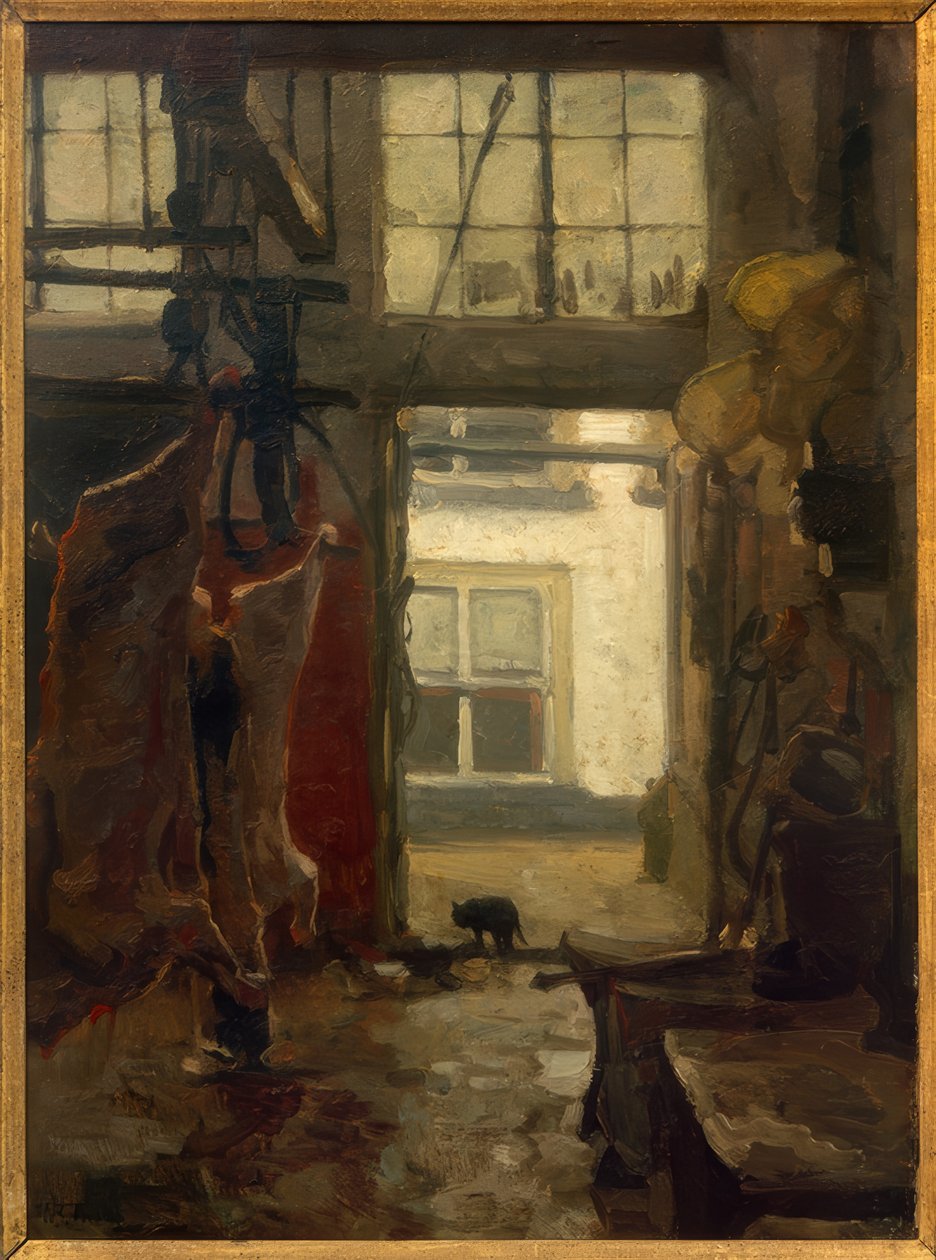 Interiør i et slakteri av Willem Bastiaan Tholen
