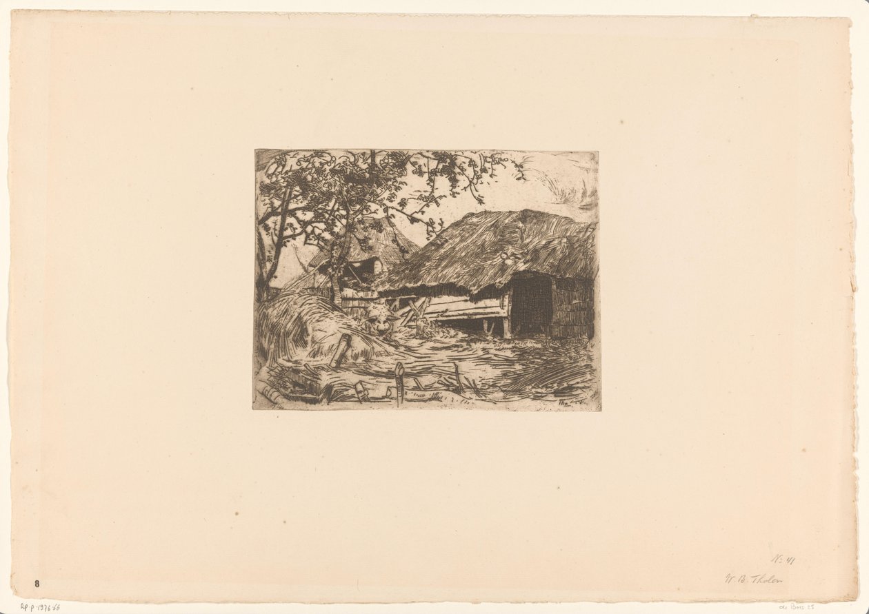 Stråtakfjøs, før det en villsvin i høyet Grisesti (original tittel) av Willem Bastiaan Tholen