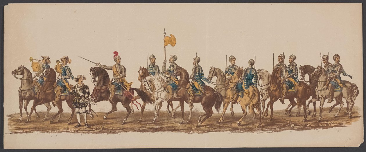Delft parade av 1862, første gruppe Fjerde Lustrum ved Royal Academy i Delft - Ao. 1862 - Costumed Optogt (serietittel på objekt) av Willem Bernardus IJzerdraat