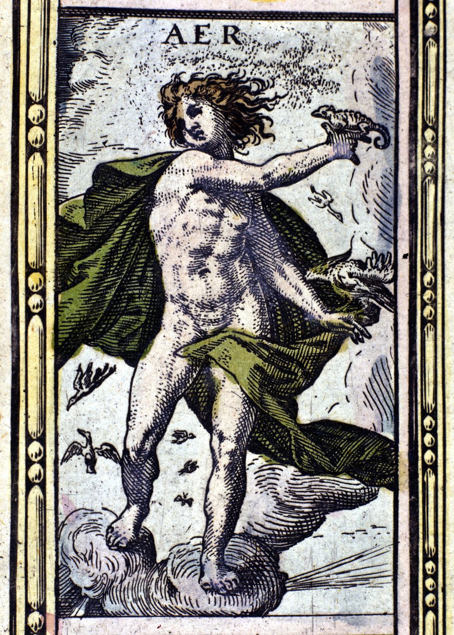 Air, et av de fire elementene representert i W. Blaeus Atlas trykt i Amsterdam i 1655. av Willem Blaeu
