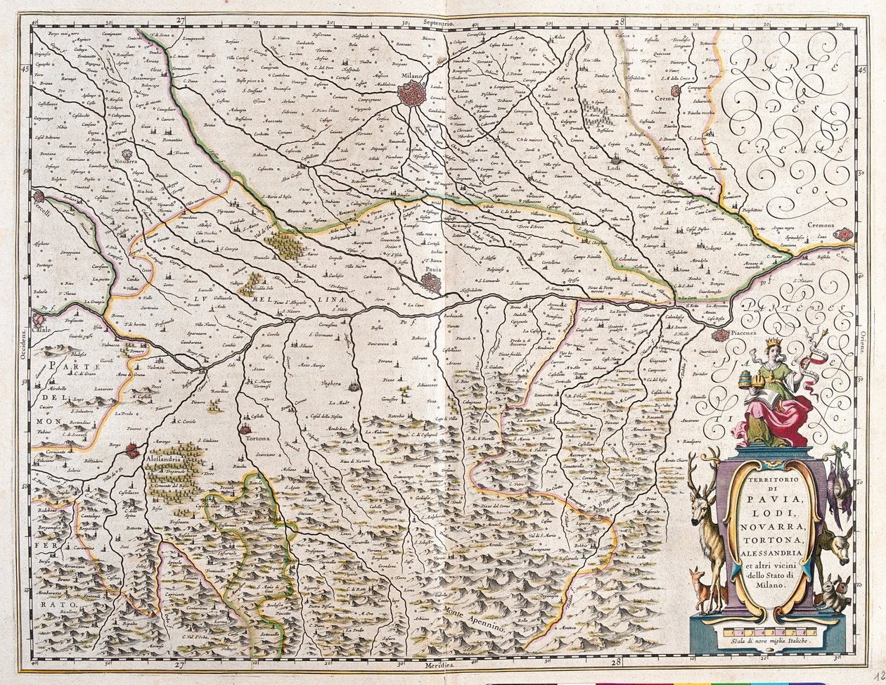 Byer i: Pavia, Lodi, Novara, Tortona, Italia #39;Theatrum Orbis Terrarum, sive Atlas Novus#39; av Willem Blaeu, Amsterdam av Willem Blaeu