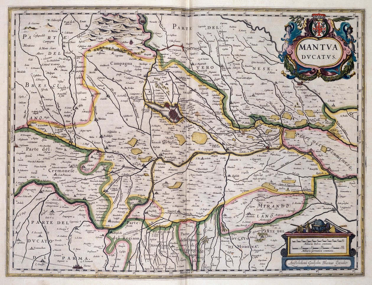 Hertugdømmet Mantua, kart av Willem Blaeu (1571-1638), Italia av Willem Blaeu