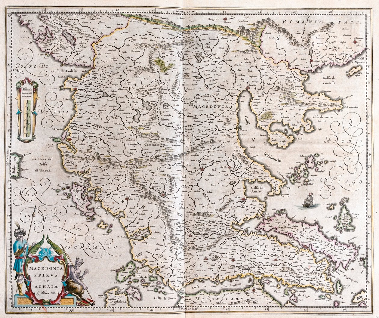 Hellas, Makedonia, Albania, i #39;Theatrum Orbis Terrarum, sive Atlas Novus#39; av Willem Blaeu, Amsterdam av Willem Blaeu