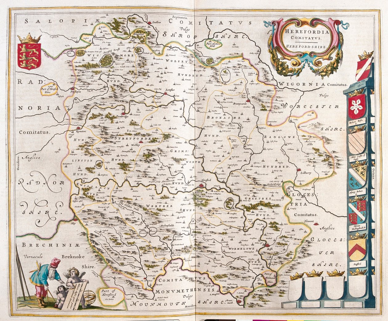 Herefordshire, i #39;Theatrum Orbis Terrarum, sive Atlas Novus#39; av Willem Blaeu, Amsterdam av Willem Blaeu